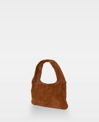 TRACY lille skuldertaske - Suede Cognac