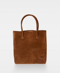 ELSA plain tote - Suede Cognac
