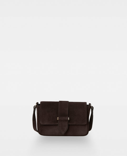 APRIL small crossbody bag - Suede Dark Brown