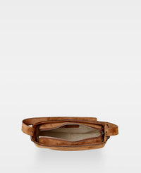 POPPY small hobo bag - Suede Cognac
