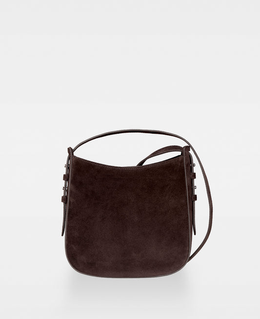 POPPY small hobo bag - Suede Dark Brown