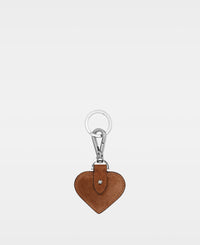 SMALL HEART key ring - Suede Cognac