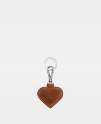 SMALL HEART key ring - Suede Cognac