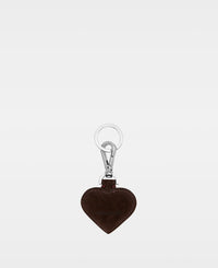 SMALL HEART key ring - Suede Dark Brown