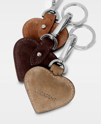 SMALL HEART key ring - Suede Tan