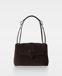 CATHY shoulder bag - Suede Dark Brown