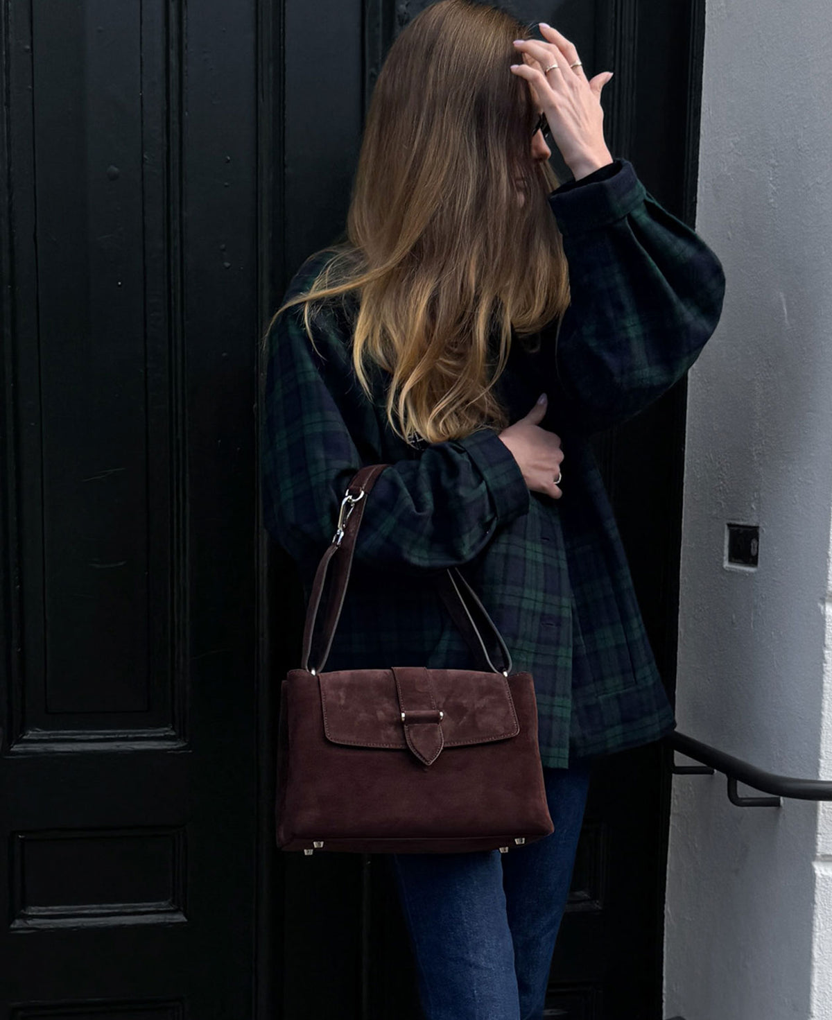 CATHY shoulder bag - Suede Dark Brown