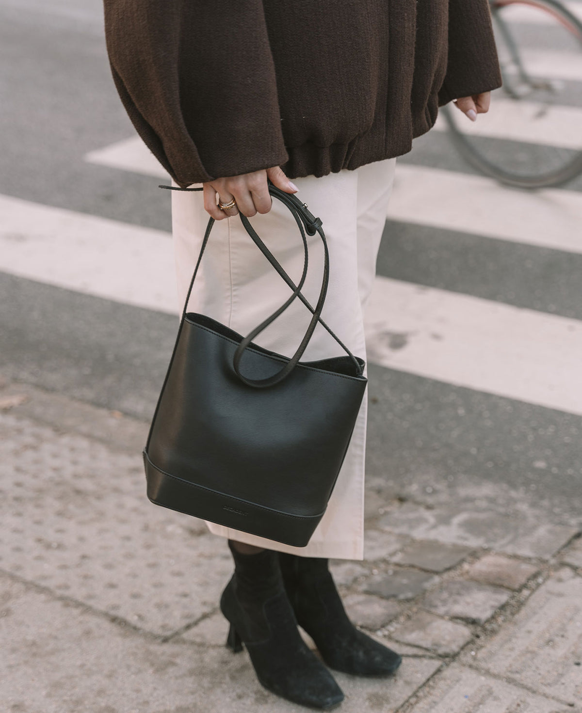 EDITH small bucket bag - Vegetal Black