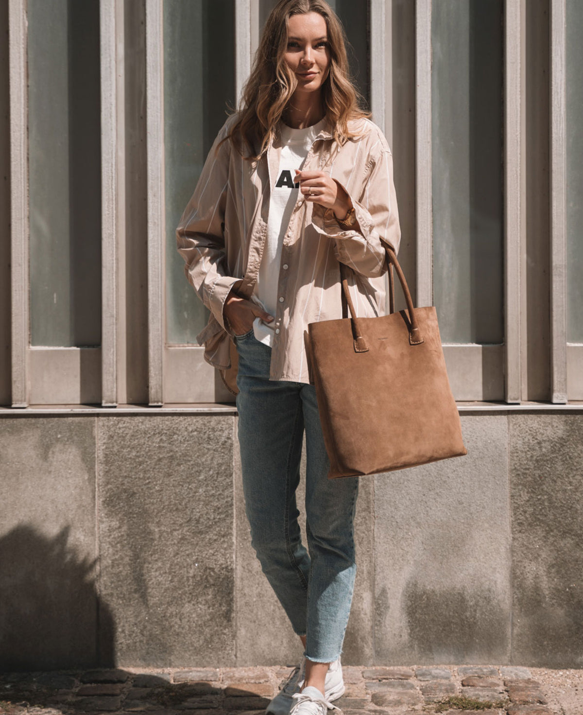 ELSA plain tote - Suede Tan